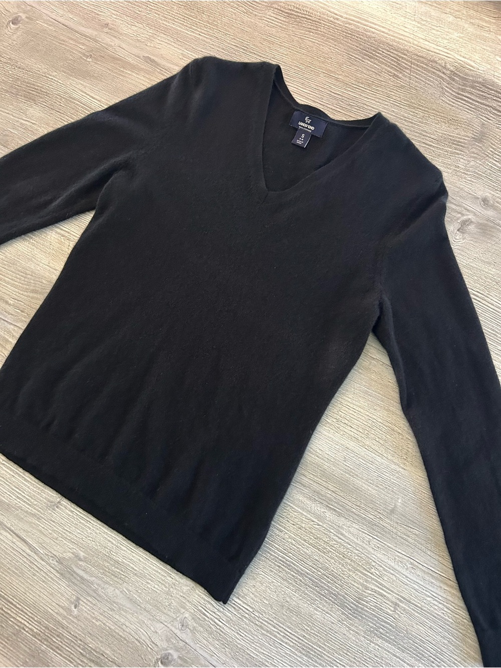 Lands' End Women's Black 100% Cashmere V-Neck Soft Sweater Size Small (6-8)